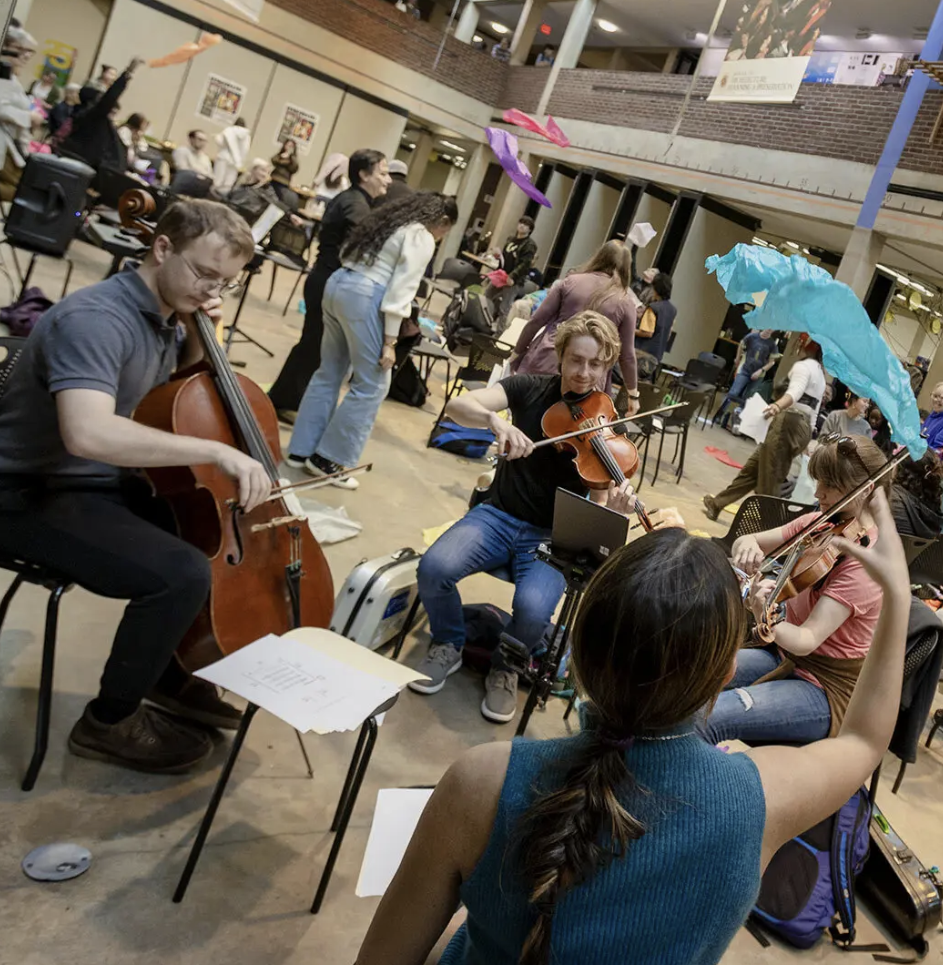 Symphonic sounds collide with performance art